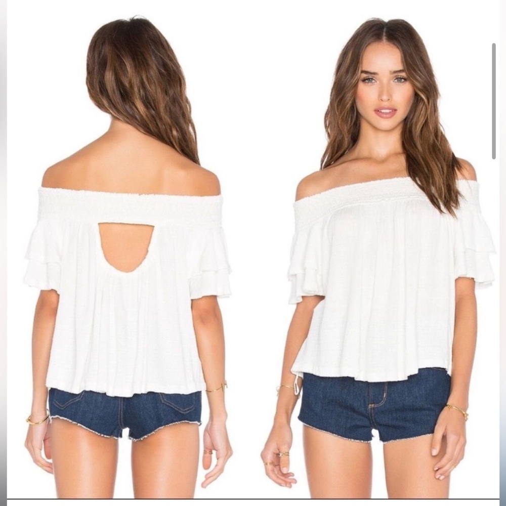 Free People Santorini Off the Shoulder Top White XS